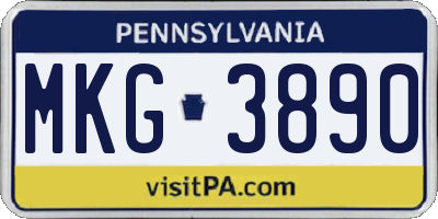 PA license plate MKG3890