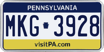 PA license plate MKG3928