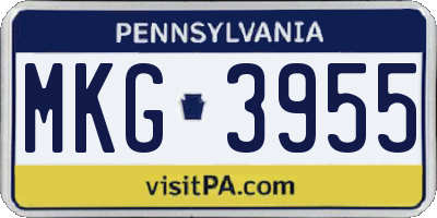 PA license plate MKG3955