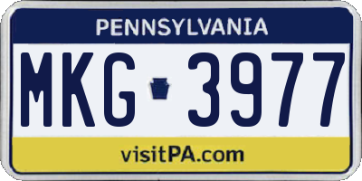 PA license plate MKG3977