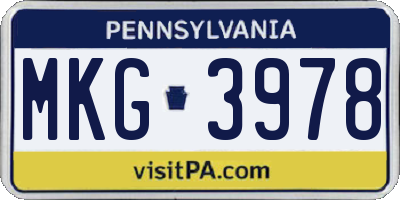 PA license plate MKG3978