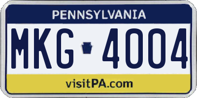 PA license plate MKG4004