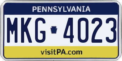 PA license plate MKG4023