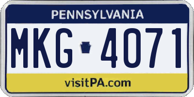 PA license plate MKG4071