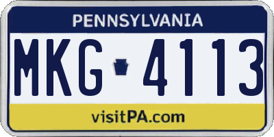 PA license plate MKG4113