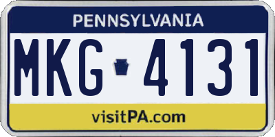 PA license plate MKG4131
