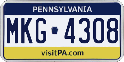 PA license plate MKG4308