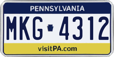 PA license plate MKG4312