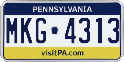 PA license plate MKG4313