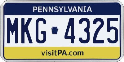 PA license plate MKG4325
