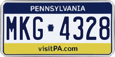 PA license plate MKG4328