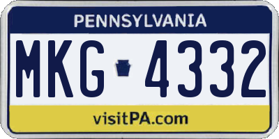 PA license plate MKG4332