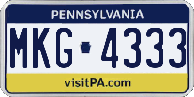 PA license plate MKG4333