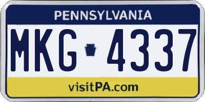 PA license plate MKG4337