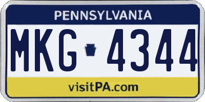 PA license plate MKG4344