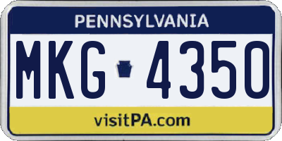 PA license plate MKG4350