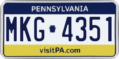 PA license plate MKG4351