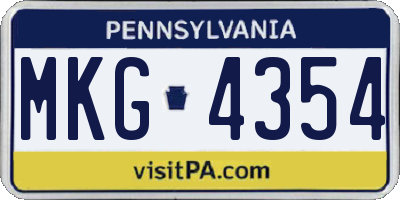 PA license plate MKG4354