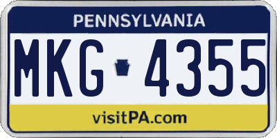 PA license plate MKG4355