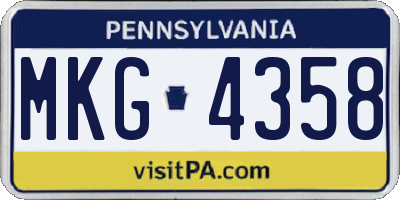 PA license plate MKG4358