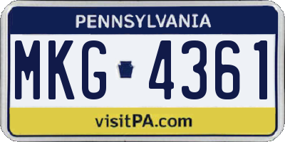 PA license plate MKG4361