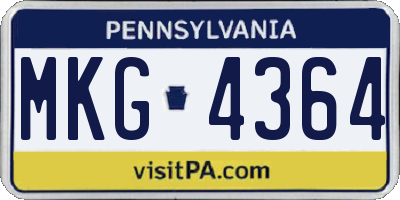 PA license plate MKG4364
