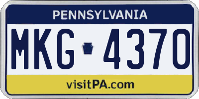 PA license plate MKG4370