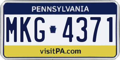 PA license plate MKG4371