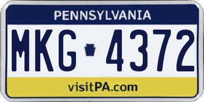 PA license plate MKG4372