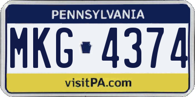 PA license plate MKG4374