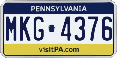 PA license plate MKG4376