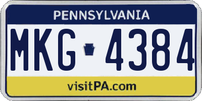 PA license plate MKG4384