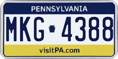 PA license plate MKG4388
