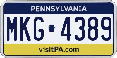 PA license plate MKG4389