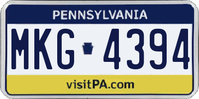 PA license plate MKG4394