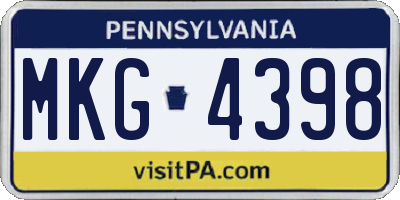 PA license plate MKG4398