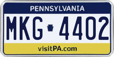 PA license plate MKG4402