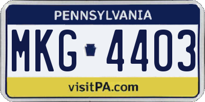 PA license plate MKG4403