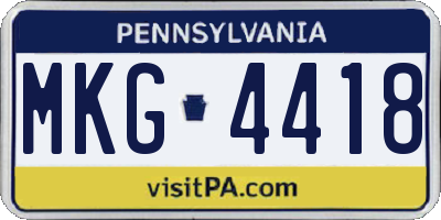 PA license plate MKG4418