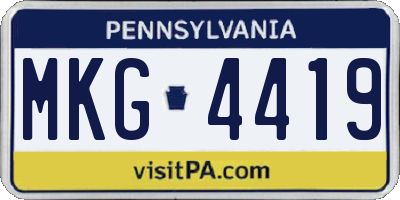 PA license plate MKG4419