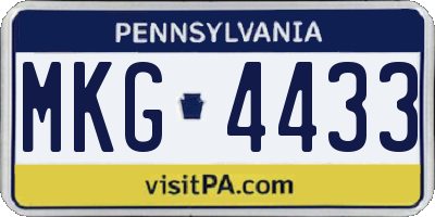 PA license plate MKG4433