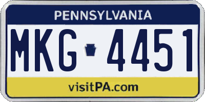 PA license plate MKG4451