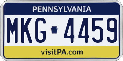 PA license plate MKG4459
