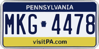 PA license plate MKG4478