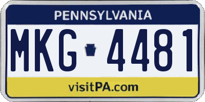 PA license plate MKG4481