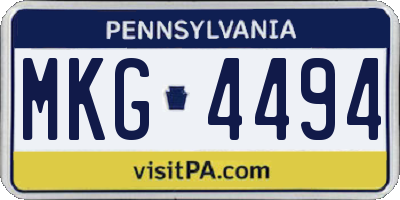 PA license plate MKG4494