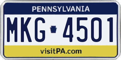 PA license plate MKG4501