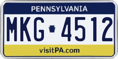 PA license plate MKG4512