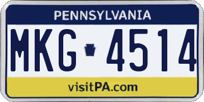 PA license plate MKG4514