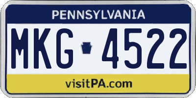 PA license plate MKG4522